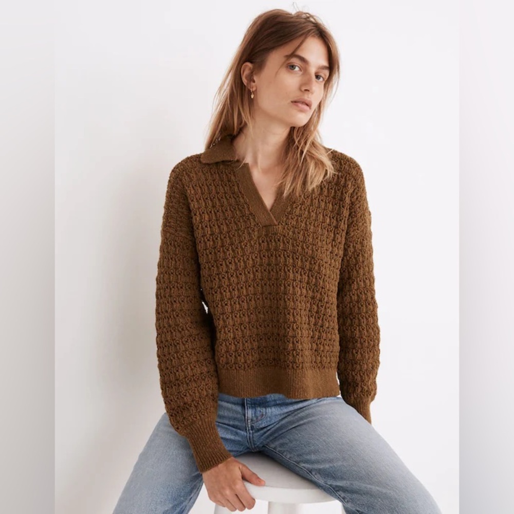 MADEWELL | sunbury open-stitched polo sweater - Picture 5 of 8